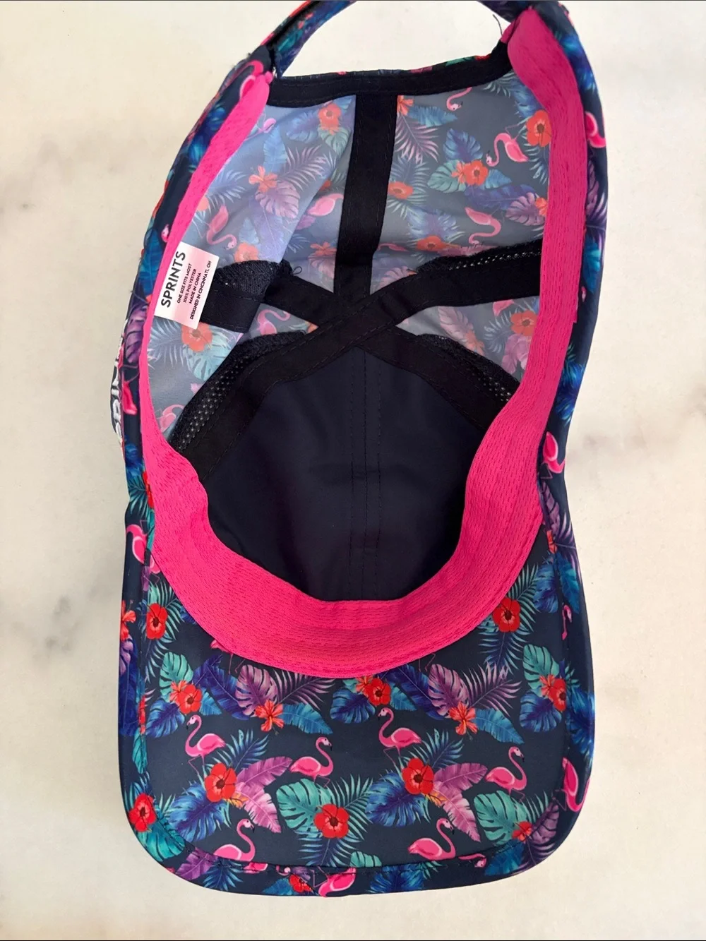 Tropical Flamingo Print Women's Baseball Cap - Navy Pink Floral